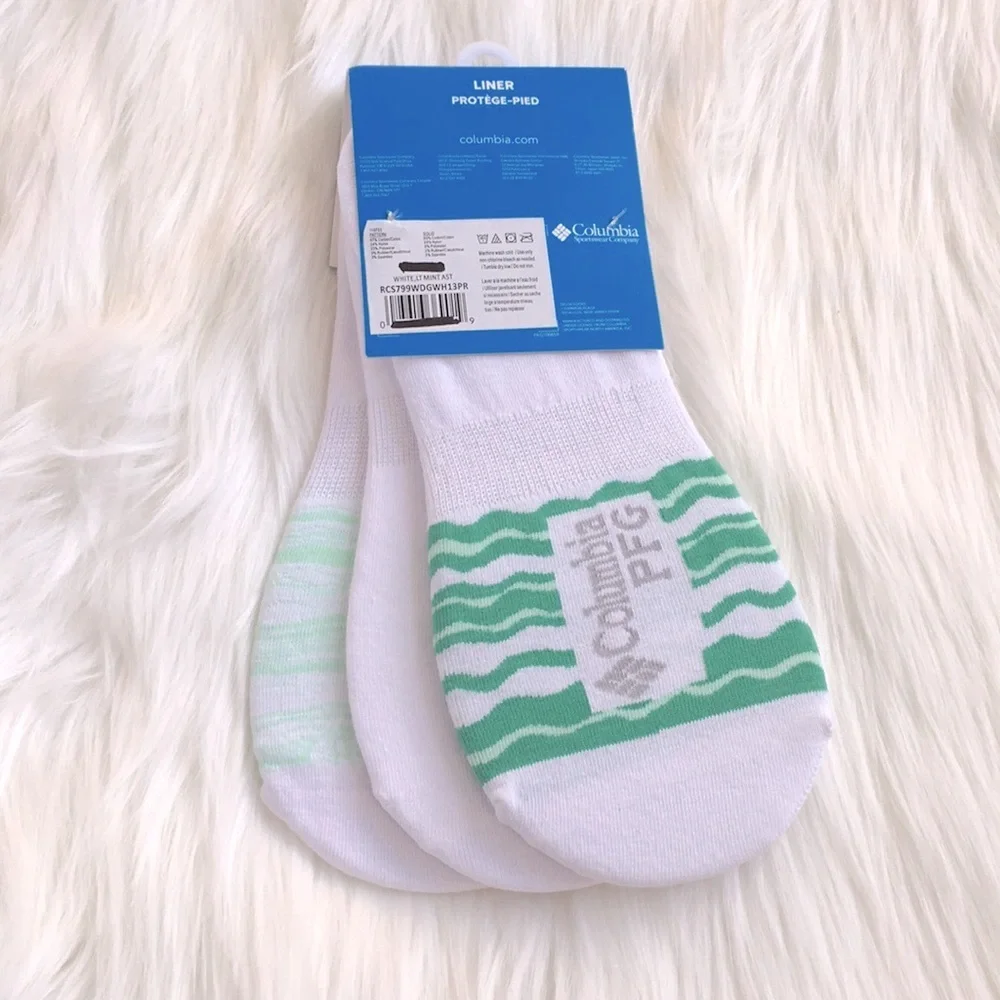 NWT Columbia PFG Women’s 3 Pk Water Stripe Liner Socks